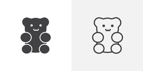 Canvas Print - Gummy bear vector icon set black filled and outlined style.