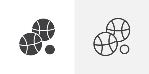 Sticker - Petanque vector icon set black filled and outlined style.