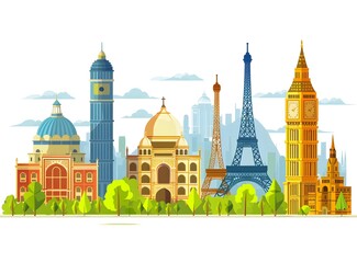 Poster - Famous Landmarks from Around the World Illustration