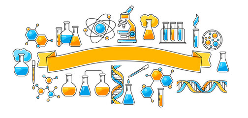Background with science items. Medical concept image.