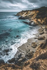 Wall Mural - Ocean Coastline Landscape With Rocky Cliffs