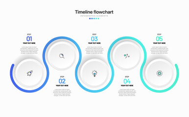Poster - Timeline infographic design with options or steps. Infographics for business concept. Can be used for presentations workflow layout, banner, process, diagram, flow chart, info graph, annual report.