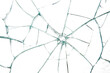 © t.sableaux - A close view of shattered glass displaying a complex pattern of cracks radiating from the center on a white background or PNG