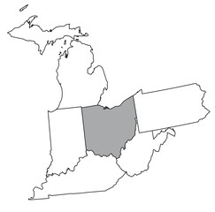 Wall Mural - The U.S. state of Ohio with neighboring states