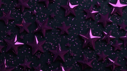 Wall Mural - Purple Stars and Glitter on Dark Background for Festive Design