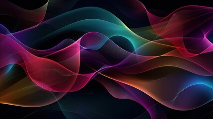 Wall Mural - Colorful Abstract Wave Patterns on Dark Background