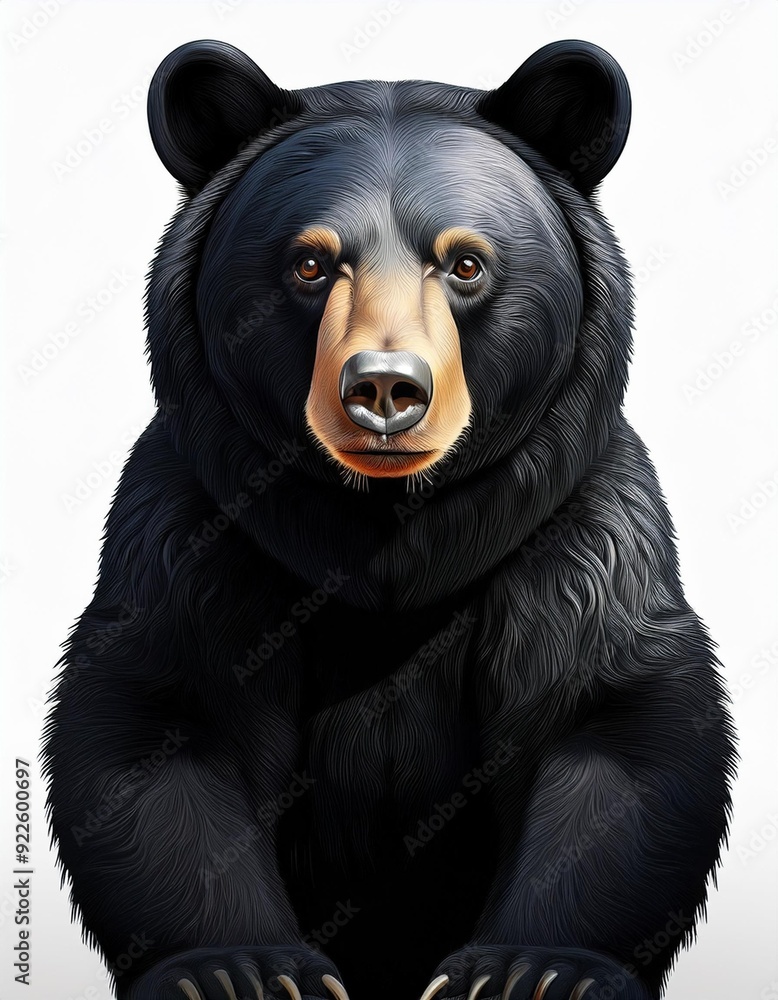 A vector cartoon illustration of a black bear isolated on a white ...