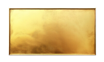 Rectangular gold plate with a metallic finish on a white background