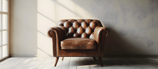 Wall Mural - Luxury vintage brown leather Armchair