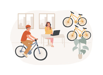 Wall Mural - Bicycle-friendly office isolated cartoon vector illustrations.