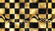 © GoDesigner - A modern checkered pattern in gold and black.   Generative AI