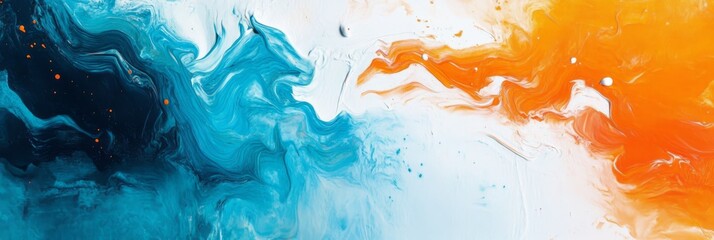 Wall Mural - a dynamic blend of vibrant blue and orange hues creates an eyecatching abstract artwork that draws a