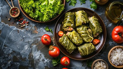 Stuffed cabbage leaves with meat