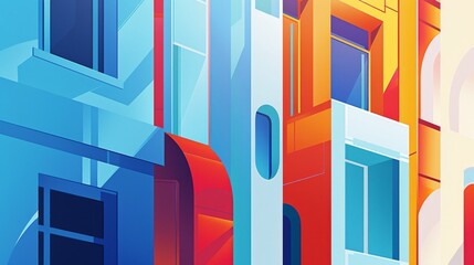 Wall Mural - A Vibrant and Striking Abstract Architecture Piece Created in Bold, EyeCatching Colors