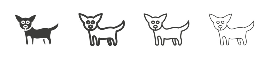 Poster - Chihuahua dog vector icon set black filled and outlined style.