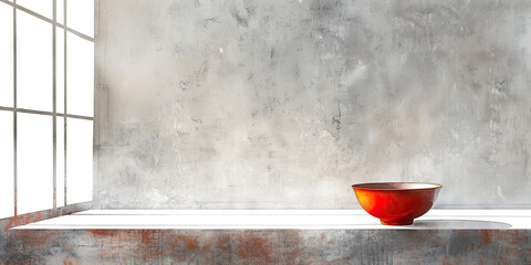 Wall Mural - Minimalist teacup serenity: A single delicate cup awaits on an empty tatami mat.