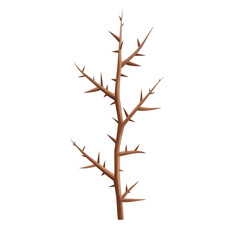 A detailed illustration of a tree branch featuring intricate twigs and a natural texture, ideal for design or educational purposes. transparent background