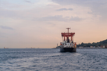 Poster - Cargo ship moving through the Bosphorus near Istanbul, highlighting the busy