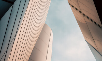 Wall Mural - walls of a modern building against a blue sky