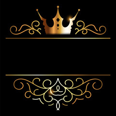 gold crown with pattern, vip signage banner