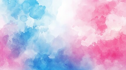 Poster - Abstract watercolor background with blue and pink hues blending together, creating a dreamy and vibrant atmosphere.