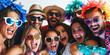 © Lila Patel - A group of people wearing stylish party attire, posing for a photo booth picture.
