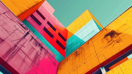 Wall Mural - Modern colorful buildings as geometric abstract architecture