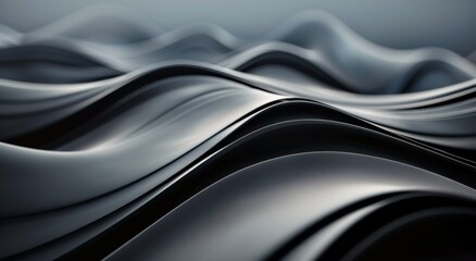 Wall Mural - Textured Black Waves in Abstract Form Against a Soft Background