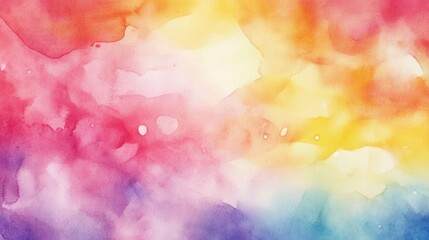 Sticker - A vibrant abstract watercolor painting featuring a gradient blend of red, yellow, and blue hues.