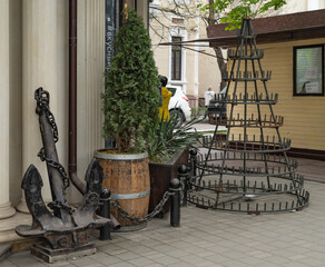 outdoor cafe with flowers