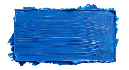 Hand painted blue block of paint texture isolated on transparent background