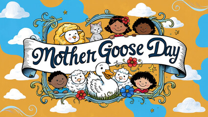 Bright illustration of a unique banner to celebrate Mother Goose Day,