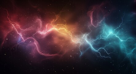 Wall Mural - Colorful Abstract Space Art With Lightning and Cosmic Energy