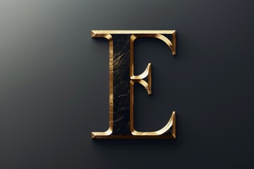 stylized gold letter e in a modern design, with a three-dimensional and textured appearance.