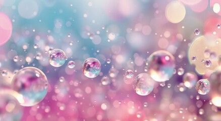 Wall Mural - Colorful Bubbles Floating Against a Soft Background in Pastel Shades