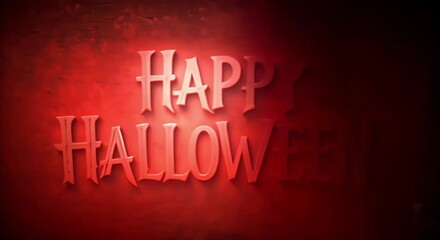 Wall Mural - Warm, red glow with the words Happy Halloween in a casual, cursive font, suggesting a festive and welcoming atmosphere.