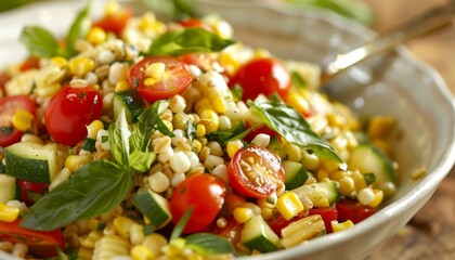 Wall Mural - Fresh Vegetable Couscous Salad Bowl Close-Up