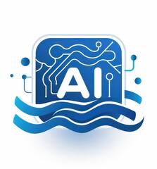 Wall Mural - ai symbol with abstract lines and waves representing technology and innovation.