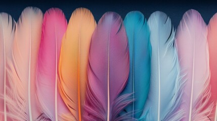 Wall Mural - Colorful Feathers Displayed Close Up in Various Hues