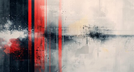 Wall Mural - Abstract Digital Artwork Featuring Red and Black Smoke Effects on Light Background