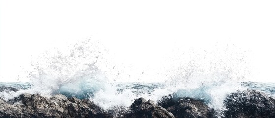 Wall Mural - Ocean Waves Crashing Against Rocks