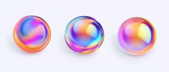 Sticker - Three iridescent spheres with subtle variations in color and texture