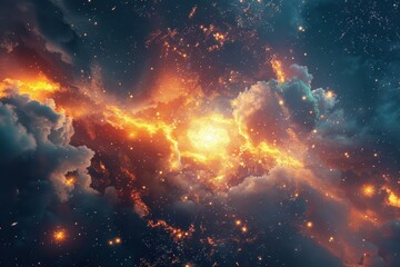 Wall Mural - Glowing Nebula and Stars in the Cosmos