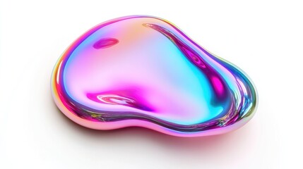 Sticker - Abstract iridescent glossy blob isolated on white background