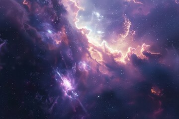 Wall Mural - Colorful and detailed space nebula with glowing gas clouds and bright stars