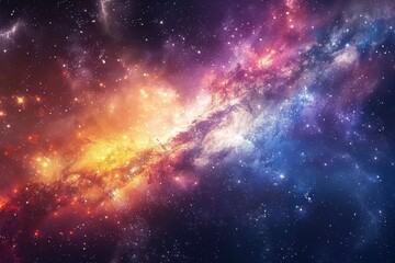 Wall Mural - Colorful and vivid space nebula with bright stars and glowing gas clouds