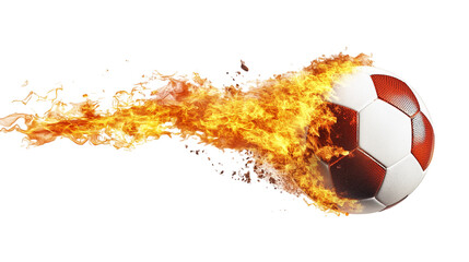 Flaming Soccer Ball in Motion - Isolated on White Transparent Background, PNG
