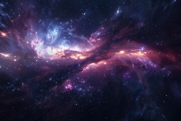 Wall Mural - Colorful and vivid representation of a nebula in deep space with bright stars and glowing gas clouds.