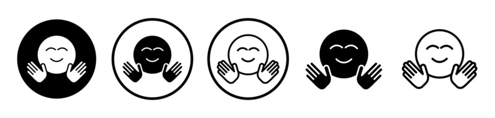 Wall Mural - Hugging emoji line icon vector set.