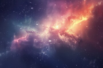 Wall Mural - Colorful and detailed image of a nebula in deep space with bright stars and glowing gas clouds.